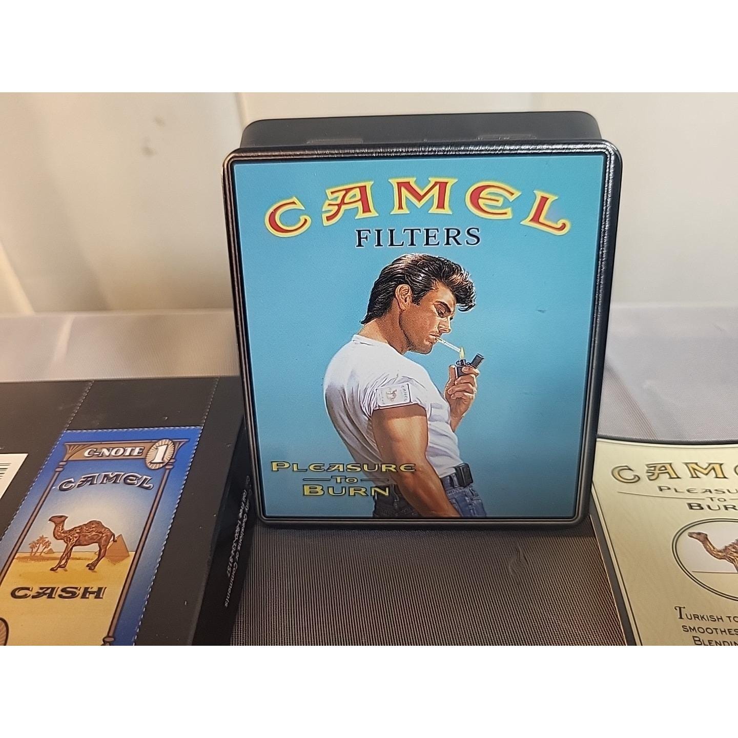 Camel Filters アンティーク缶 Vintage Camel Filters Tin With Box & Ad Card - German Made Rare