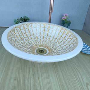 Handmade Moroccan Ceramic Sink – Hand-painted Vessel Basin – Custom Handcrafted Bathroom Bowl
