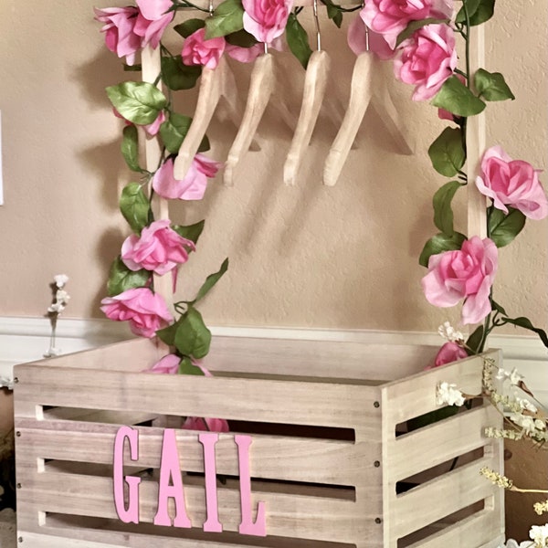 22" Baby Shower Crate Closet - FREE SHIPPING - Personalized Baby Crate - Nursery Closet Organizer - Children’s Wooden Hangers