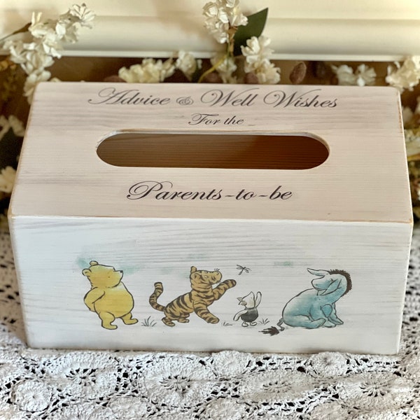 Winnie the Pooh - Wishes & Advice for the Parents to Be Box - Baby Showe Guestbook - Baby Shower Gift - Baby Shower Games -