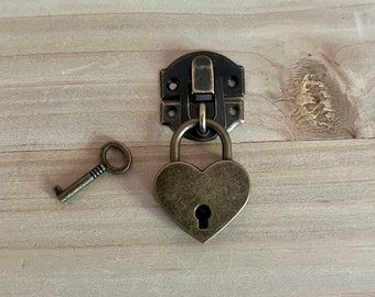 1.25" Heart Lock - Luggage Lock - Wedding Card Box Lock - Diary Lock  - Pad Lock - Money Box Lock - Jewelry Box Lock