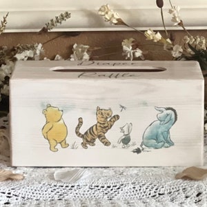 Winnie The Pooh Baby Shower Diaper Raffle Card Box Baby Predition and Advice Box Vintage Pooh Winnie the Pooh Baby Shower Games image 2