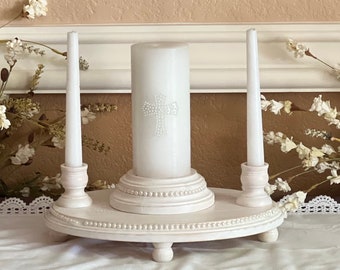 Wedding Unity Candle Holder Set, Wooden Candle Set Stand, Farmhouse Wedding