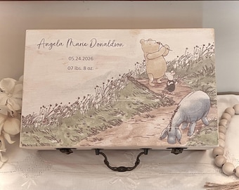 Winnie the Pooh, Personalized Baby Shower Gift Box, Time Capsule, Keepsake Box, Memory
