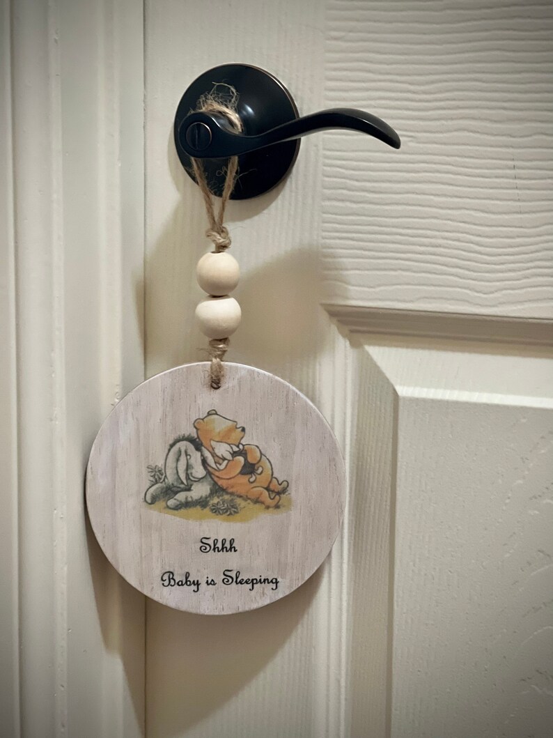 Personalized Shhh Baby is Sleeping Door Knob Sign Door Sign - Etsy