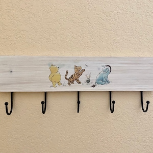 18" Winnie The Pooh Wooden Coat Rack - Nursery Headband Holder - Classic Winnie The Pooh - Vintgage Pooh - Nursery Clothes Hanger