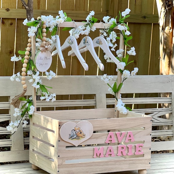 22" Baby Shower Crate Closet - FREE SHIPPING - Winnie the Pooh Shower Gift - Personalized Baby Crate - Nursery Closet Organizer