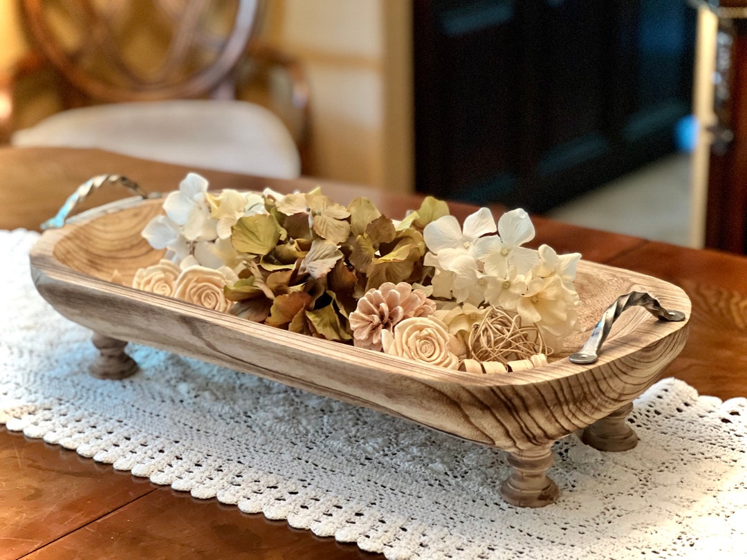 23 Wooden Dough Bowl Kitchen Island Decor Table Etsy