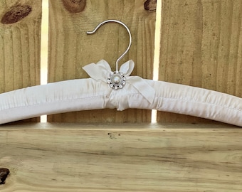 Wedding Dress Satin Hanger - Satin Padded Hanger - Bridesmaid Hanger - Lingerie Hanger - White Satin Hanger - Made of Honor Hanger