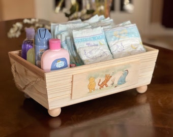 Winnie the Pooh Nursery Organizer With Rope Handles - Baby Shower Card Box - Winnie The Pooh Nursery - Diaper Bag - Nursery Organizer -