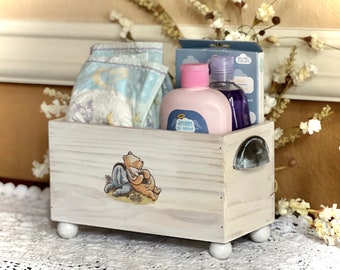 Winnie The Pooh Crate - Nursery Book Storage - Diaper Storage - Alternative Baby Shower Gift Bag - Nursery Book Case - Baby Shower Card Box