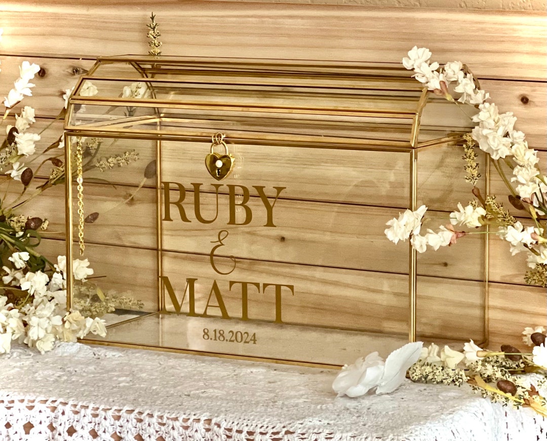 10 Glass Wedding Card Box With Lock Bridal Shower Card Etsy