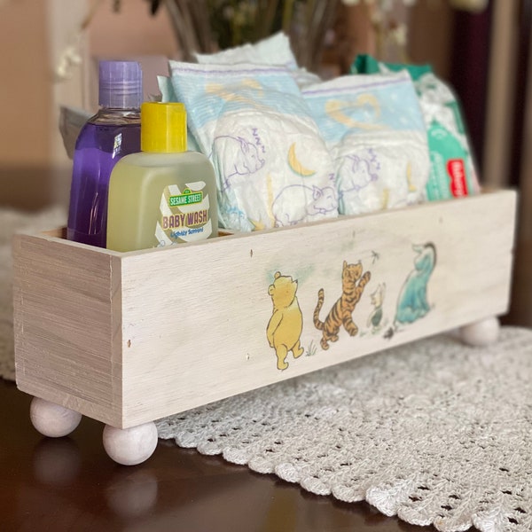 Winnie the Pooh Baby Shower - Nursery Organizer - Baby Shower Gift - Winnie The Pooh Crate - Nursery Changing Table Baskets