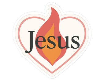 Heart Flame Jesus Sticker | Kiss-Cut Religious Vinyl Sticker