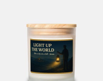 Light up the World Candle Frosted Glass (Hand Poured 11 oz)