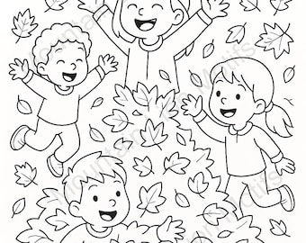 Páginas para colorear de Acción de Gracias / Actividad imprimible para niños / Libro para colorear de la cosecha de otoño