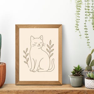 Minimalist Cat Line Art Print: Modern Home Decor (Digital Download)