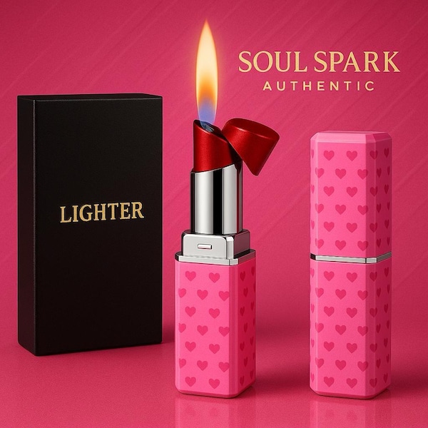 Encendedor de lápiz labial: encendedor de bolsillo de butano recargable, regalo novedoso