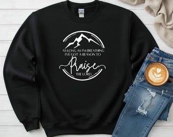 Sudadera cristiana de montaña, sudadera con cuello redondo con motivos religiosos, camiseta cristiana para actividades al aire libre, regalo para amantes de la montaña.