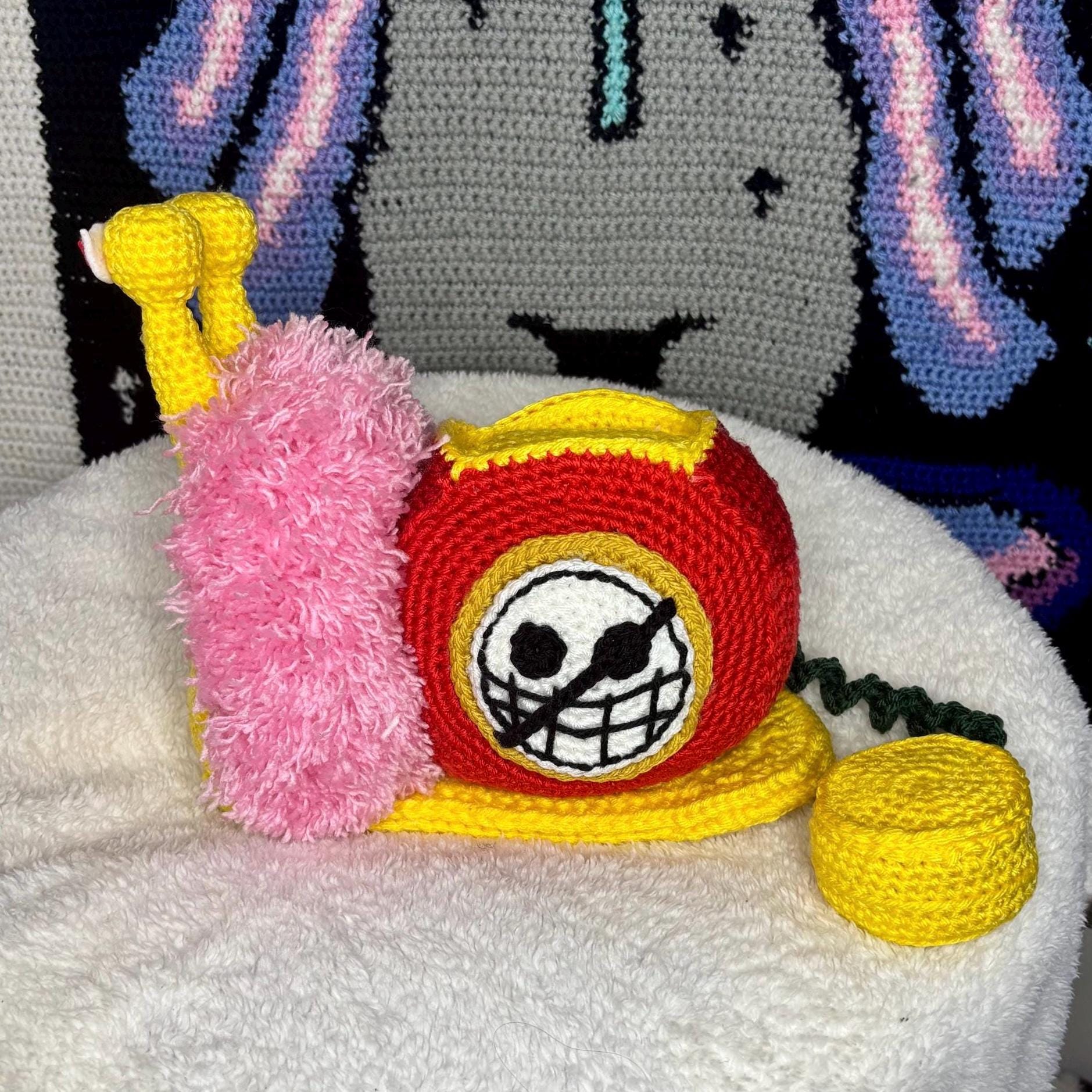 Doflamingo One Piece Snail Phone Den Den Mushi Crochet Replica - Etsy
