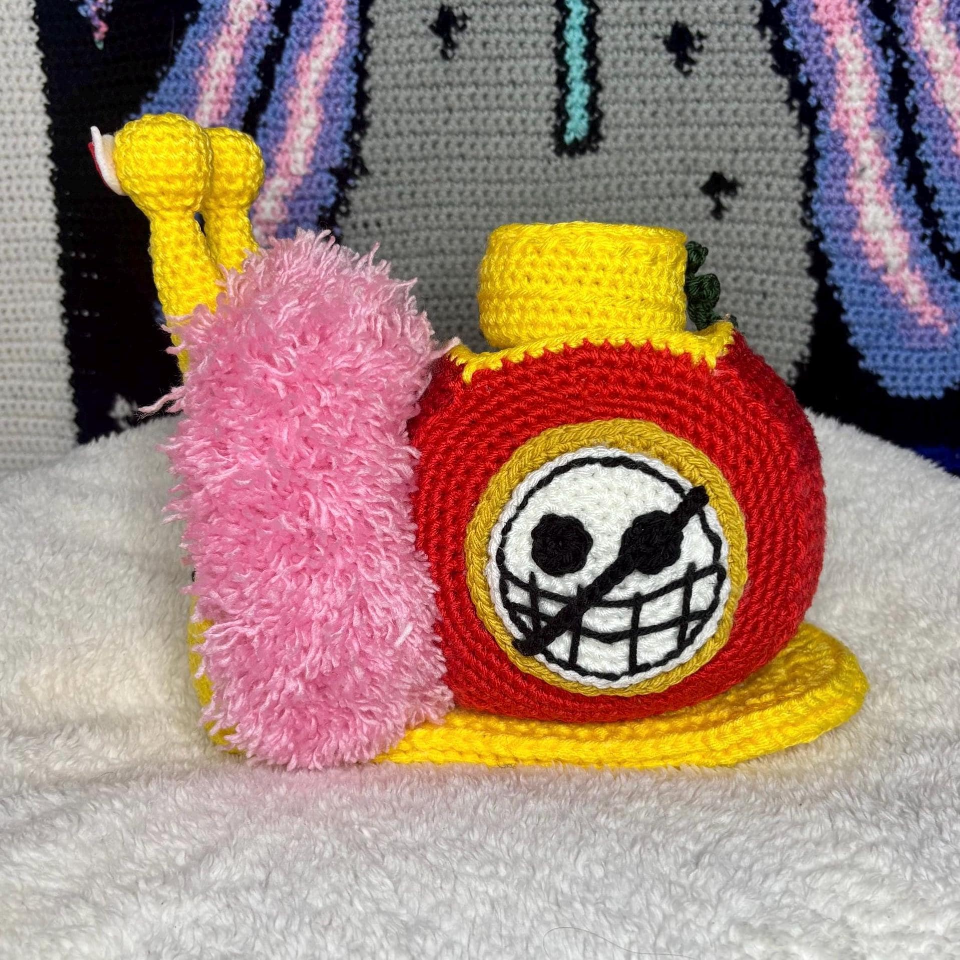 Doflamingo One Piece Snail Phone Den Den Mushi Crochet Replica - Etsy