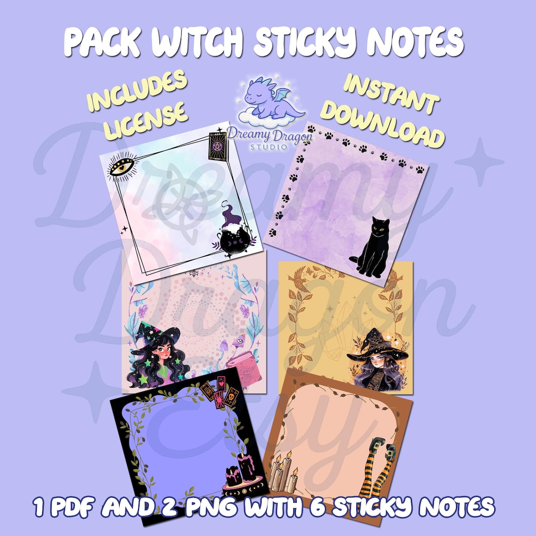 Wicca Notes Printable Witch Sticky Notes · Digital Download PNG PDF · Cute ...
