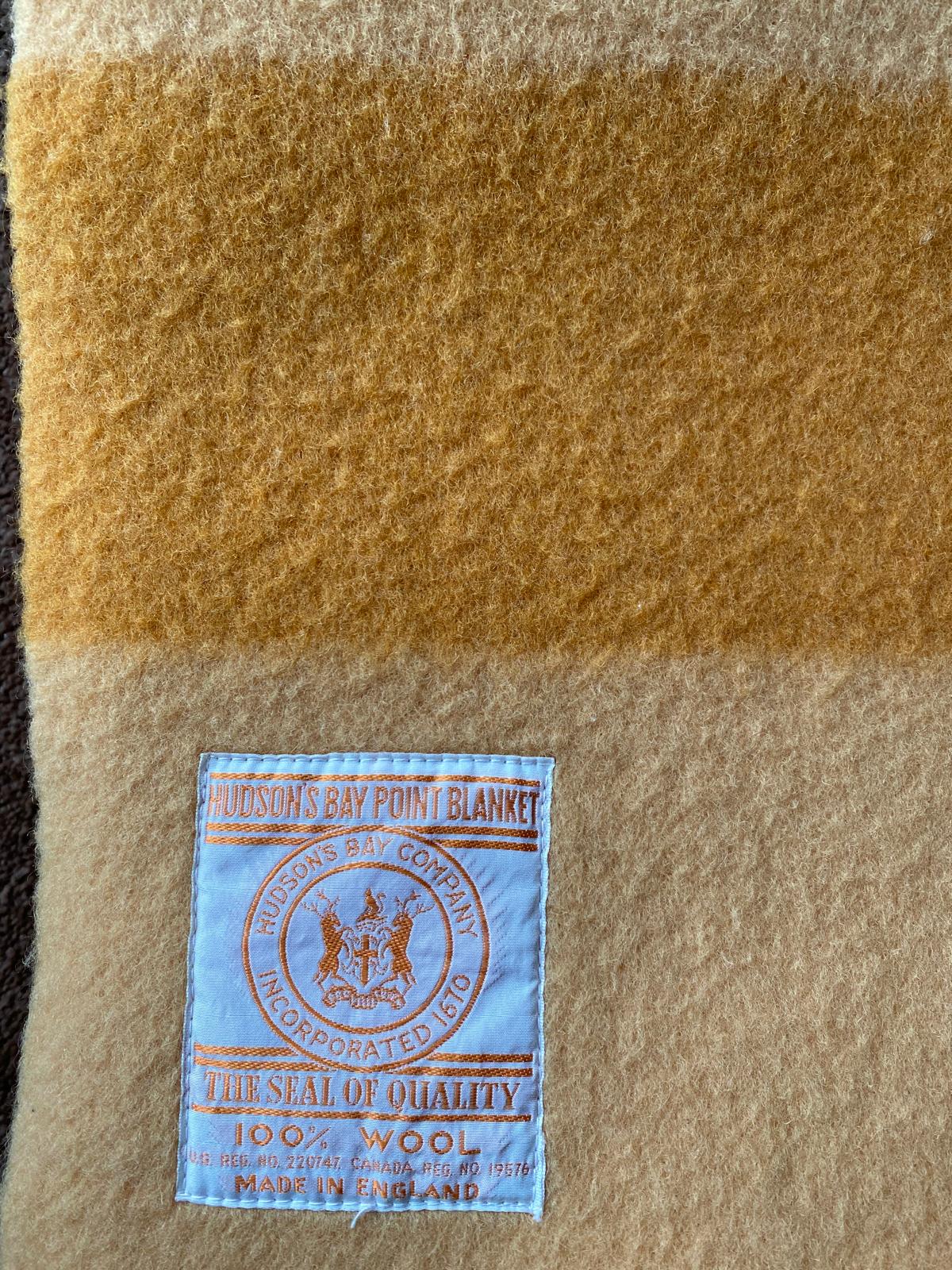 Vintage Hudson's Bay 3.5 Point Wool Blanket – Gold, Made in