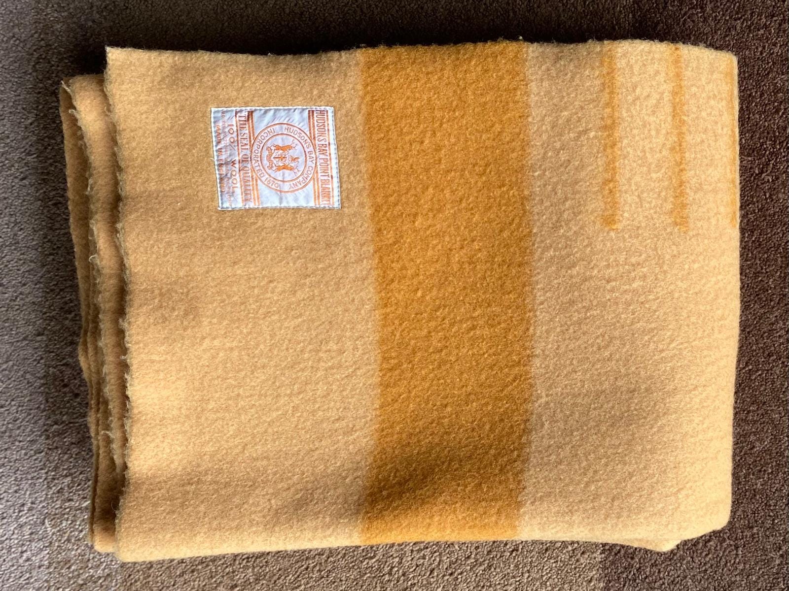 Vintage Hudson's Bay 3.5 Point Wool Blanket – Gold, Made in