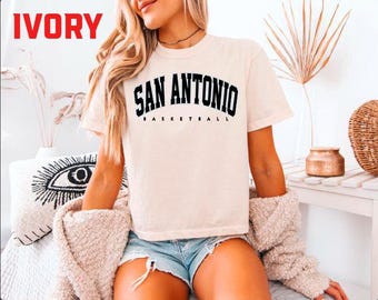 Vintage San Antonio basketball cropped Tshirt San Antonio basketball T-shirt retro San Antonio Tee basketball Gift Comfort Color Crop Top