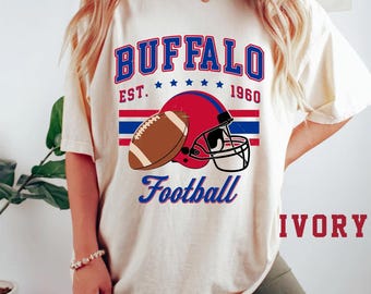 Vintage Buffalo Football Shirt Comfort Colors, Football Buffalo, Buffalo Football Fan Gift, Retro Football Tee, For Women & Men