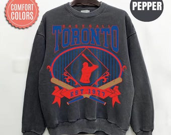 Sweat-shirt de baseball Toronto Comfort Colors, chemise de baseball Toronto vintage, col rond Game Day, cadeau pour fan de baseball