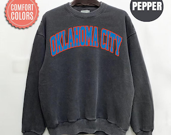Comfort Colors Oklahoma City Basketball Sweatshirt, Oklahoma City Basketball Sweater, Vintage Oklahoma Basketball Shirt, Basketball fan Gift