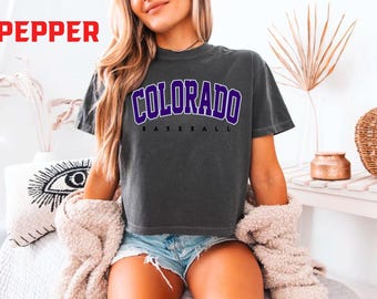 Vintage Colorado baseball cropped Tshirt Colorado baseball T-shirt retro Colorado Tee baseball Gift Comfort Color Crop Top