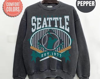 Comfort Colors Seattle Baseball Sweatshirt, Vintage Seattle Baseball Shirt, Game Day Crewneck, Baseball Fan Gift