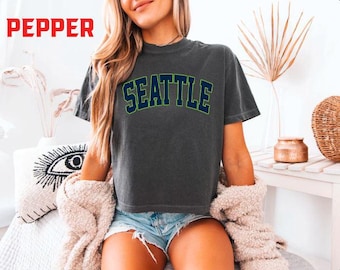Vintage Seattle Football cropped Tshirt Seattle Shirt Football T-shirt retro Seattle Tee Football Gift Comfort Color Crop Top
