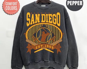 Comfort Colors San Diego Baseball Sweatshirt, Vintage San Diego Baseball Shirt, Game Day Crewneck, Baseball Fan Gift