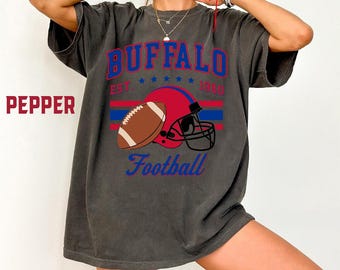 Vintage Buffalo Football Shirt Comfort Colors, Football Buffalo, Buffalo Football Fan Gift, Retro Football Tee, For Women & Men