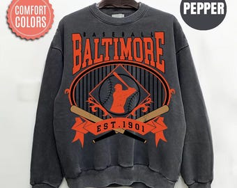 Comfort Colors Baltimore Baseball Sweatshirt, Vintage Baltimore Baseball Shirt, Game Day Crewneck, Baseball Fan Gift