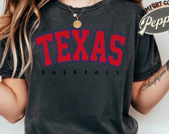 Vintage Texas Baseball Shirt Comfort Colors, Baseball Texas, Texas Baseball Fan Gift, Retro Baseball Tee, For Women & Men