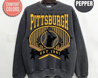 Comfort Colors Pittsburgh Baseball Sweatshirt, Vintage Pittsburgh Baseball Shirt, Game Day Crewneck, Baseball Fan Gift