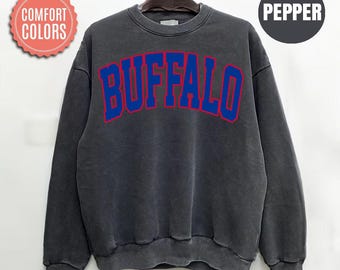 Comfort Colors Buffalo Football Sweatshirt, Buffalo Football Sweatshirt, Vintage Style Buffalo Football Shirt, Buffalo Football fan Gift