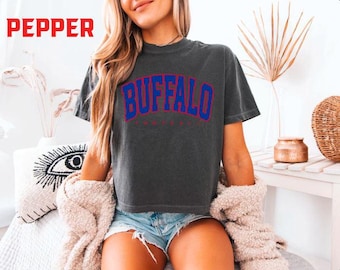 Vintage Buffalo Football cropped Tshirt Buffalo Shirt Football T-shirt retro Buffalo Tee Football Gift Comfort Color Crop Top