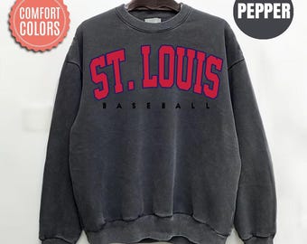 Comfort Colors St. Louis Baseball Sweatshirt, Vintage St. Louis Baseball Shirt, Game Day Crewneck, Baseball Fan Gift