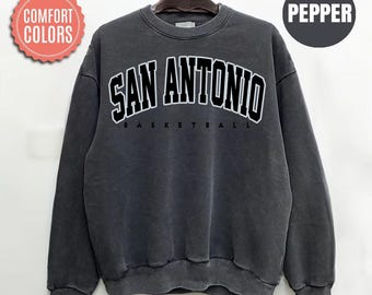 Comfort Colors San Antonio Basketball Sweatshirt, San Antonio Basketball Sweater, Vintage San Antonio Basketball Shirt, Basketball fan Gift