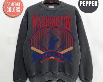Comfort Colors Washington Baseball Sweatshirt, Vintage Washington Baseball Shirt, Game Day Crewneck, Baseball Fan Gift
