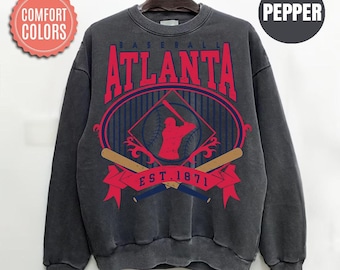 Comfort Colors Atlanta Baseball Sweatshirt, Vintage Atlanta Baseball Shirt, Game Day Crewneck, Baseball Fan Gift