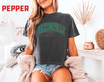 Vintage Jacksonville Football cropped Tshirt Jacksonville Shirt Football T-shirt retro Jacksonville Tee Football Gift Comfort Color Crop Top