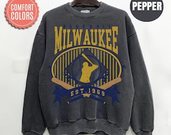 Comfort Colors Milwaukee Baseball Sweatshirt, Vintage Milwaukee Baseball Shirt, Game Day Crewneck, Baseball Fan Gift