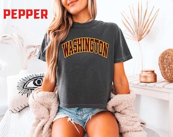 Vintage Washington Football cropped Tshirt Washington Shirt Football T-shirt retro Washington Tee Football Gift Comfort Color Crop Top