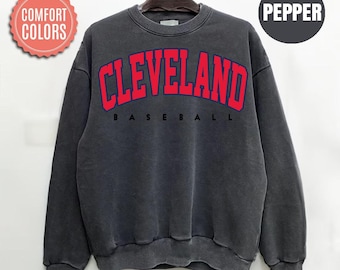 Comfort Colors Cleveland Baseball Sweatshirt, Vintage Cleveland Baseball Shirt, Game Day Crewneck, Baseball Fan Gift